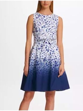 DKNY Ombre Dot Tie Fit Flare Dress